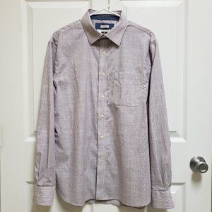 Joseph Abboud Men's L Purple Striped Long Sleeve Button Down Shirt No Iron